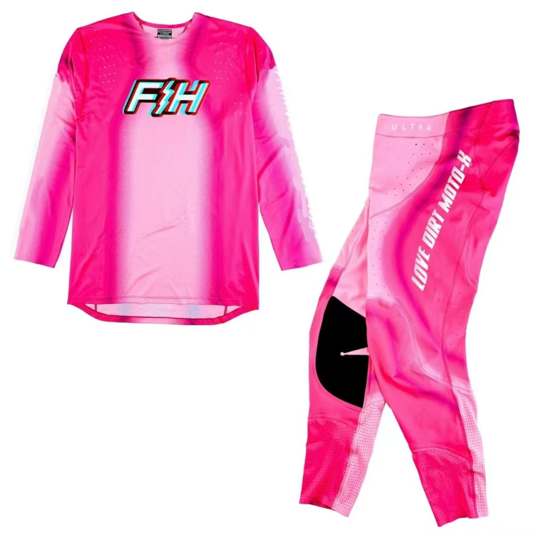 Motorcycle Gear White - 2025, FH roze motorcrossuitrusting Set Top