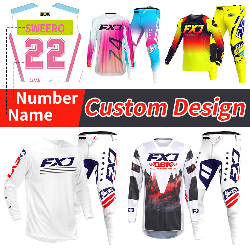 Motorcycle Gear White - Off-road motorfiets jersey en broek volwassenen