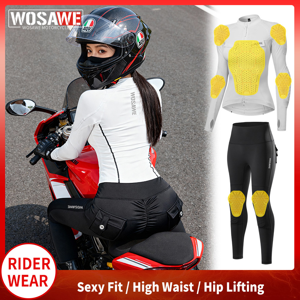 Motorcycle Gear Jacket And Pants - WOSAWE Dames motorjas en broekpak met